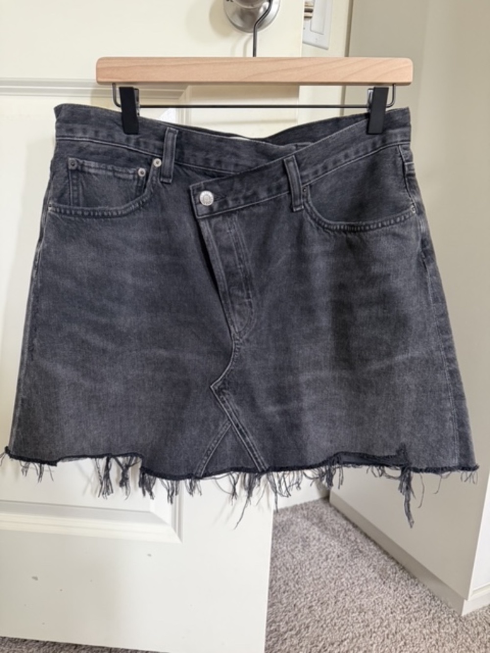 Agolde Criss Cross Denim Mini Skirt in Faded Black - Size 30